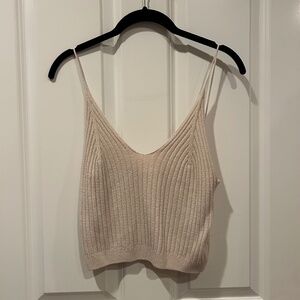 Shop Mahina Ribbed Knit Cropped Tank | Size Small | Beige